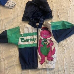 Vintage Barney Kids' Colorblock Hooded Jacket Shortall and long sleeve bundle